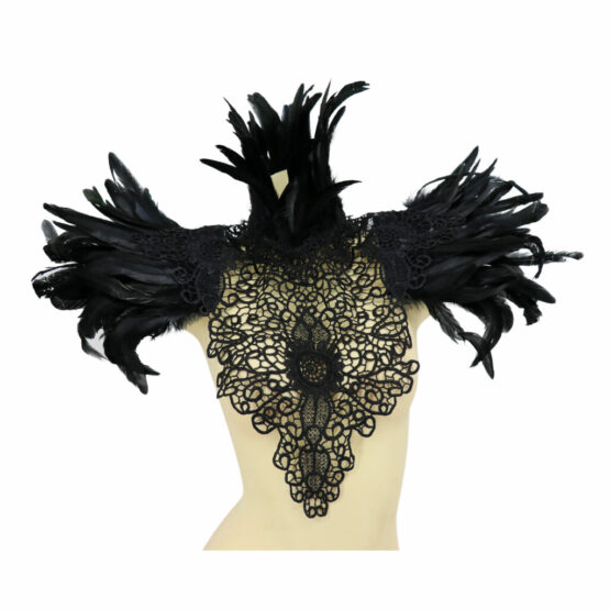 70001 - Feather Gothic shawl with Lace trimming - Image 12