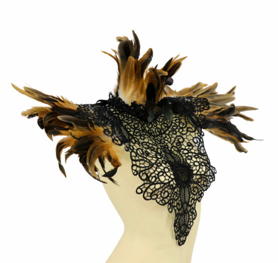 70001 - Feather Gothic shawl with Lace trimming - Image 21