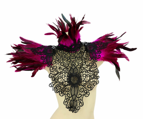 70001 - Feather Gothic shawl with Lace trimming - Image 15