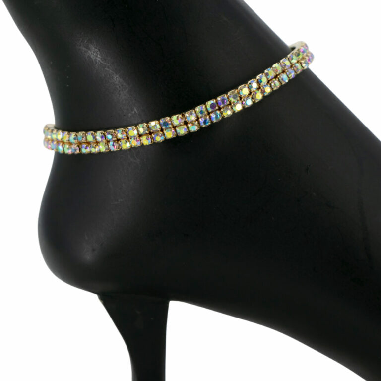 8322 - Rhinestone Stretchy Anklet - 2 Rows - Image 8
