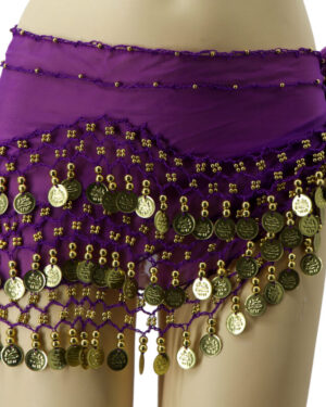 2057 - Coin Sash - Solid Color,Beige /Gold Coins