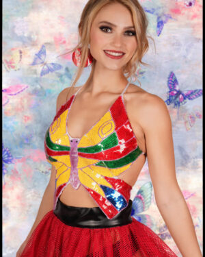 2278RNB - Butterfly Sequin Top - Rainbow
