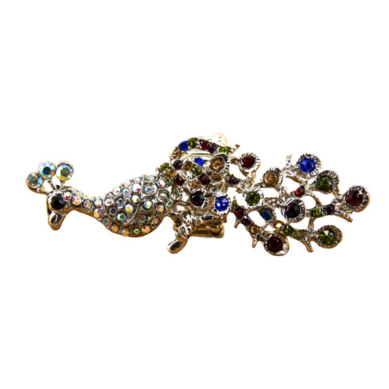 R1079 - Rhinestone Peacock Stretchy Ring - Multi - Image 2