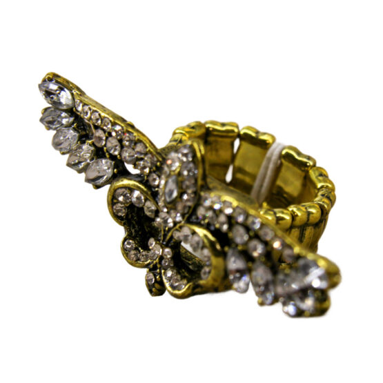 R1235 - Gold Fleur De Lis Wing Ring - Image 2