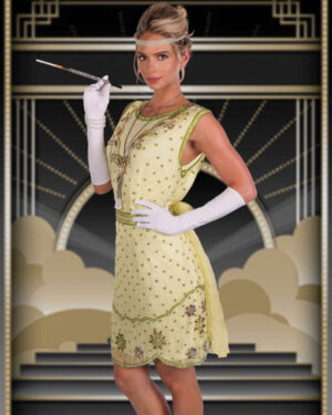 2350 - Flapper Dress - Light Green with Full Lining