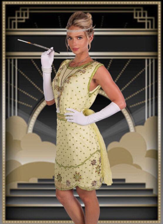 2350 - Flapper Dress - Light Green with Full Lining
