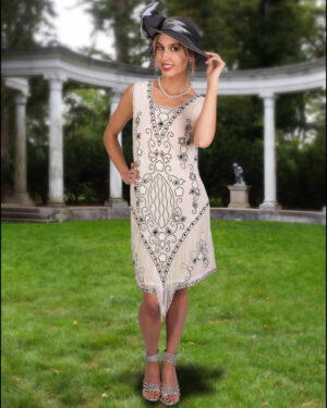 2391 - Flapper Dress - White/Black