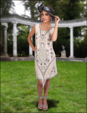 2391 - Flapper Dress - White/Black