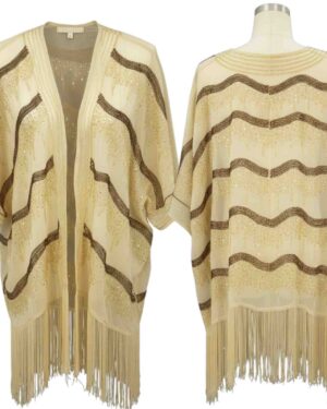 2446 - Beaded Kimono - Gold - O/S