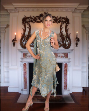 1833 - Burnout Velvet Medallion Design Dress