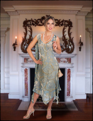 1833 - Burnout Velvet Medallion Design Dress