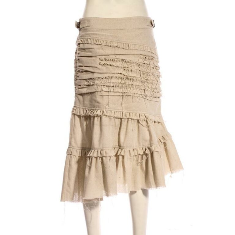 SP215 - Steampunk Beige Ruffle Tiered Skirt - Image 4