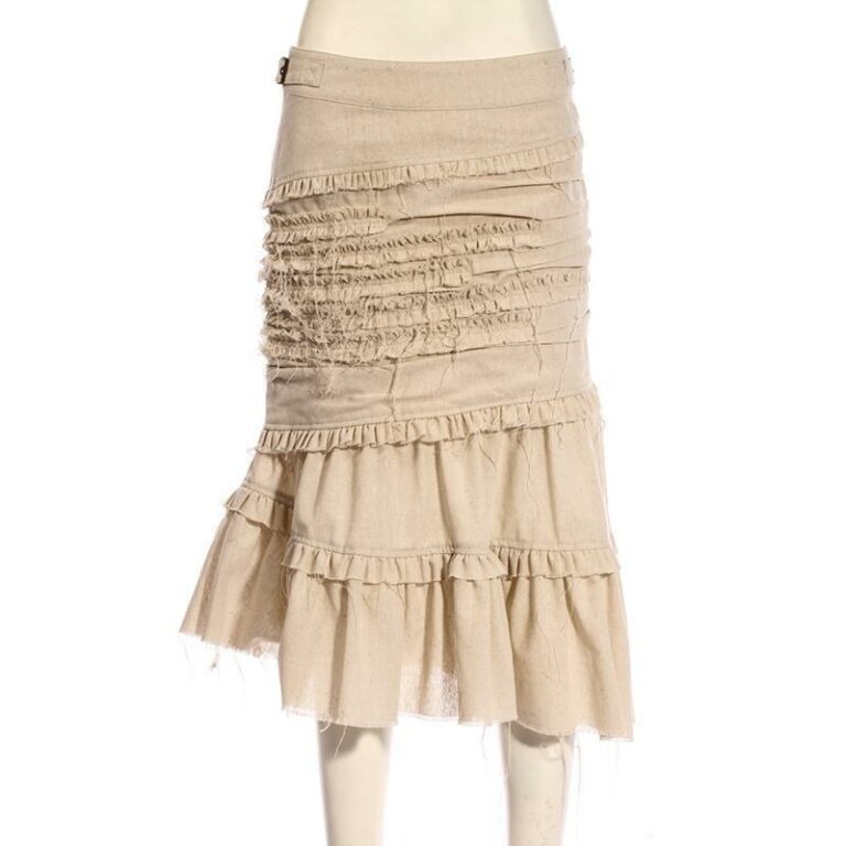SP215 - Steampunk Beige Ruffle Tiered Skirt - Image 6