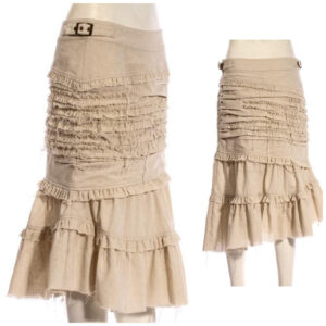 SP215 - Steampunk Beige Ruffle Tiered Skirt