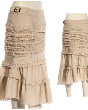 SP215 - Steampunk Beige Ruffle Tiered Skirt