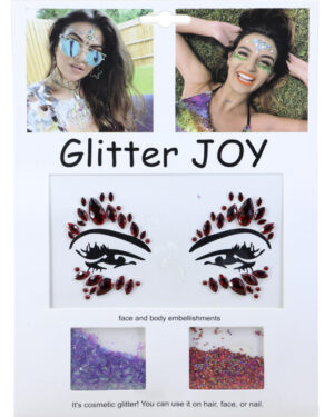1078 - Face Jewels - Red with glitter