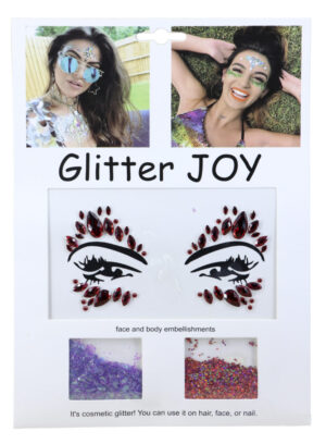 1078 - Face Jewels - Red with glitter