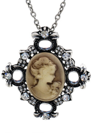 12722 - Burnished Silver Rhombus Cameo Pendant
