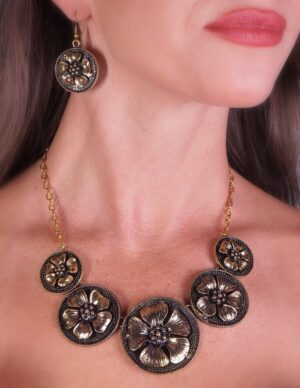 13264 - Necklace Set - Flowered Texture Round