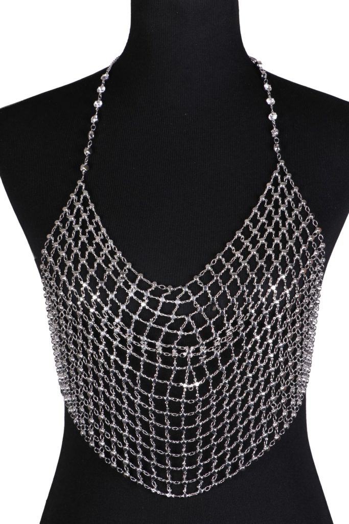14382 - Mesh Rhinestone Halter Top - Image 2