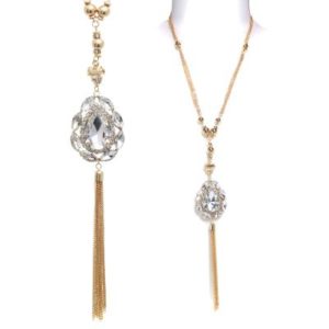 15272 - Gold Tear Drop Tassel Necklace