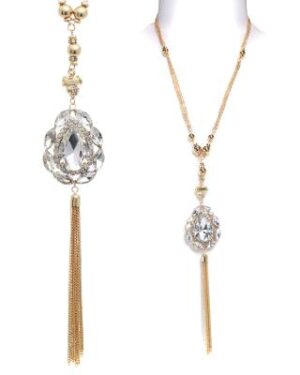 15272 - Gold Tear Drop Tassel Necklace