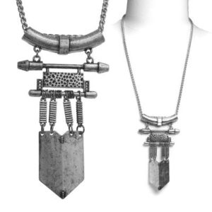 15292 - Geo Metal Pendant Neck, Silver