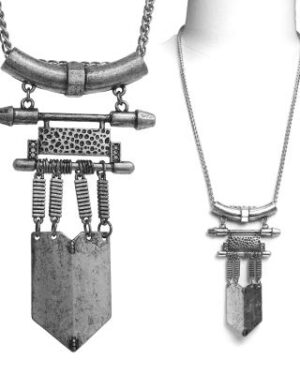 15292 - Geo Metal Pendant Neck, Silver