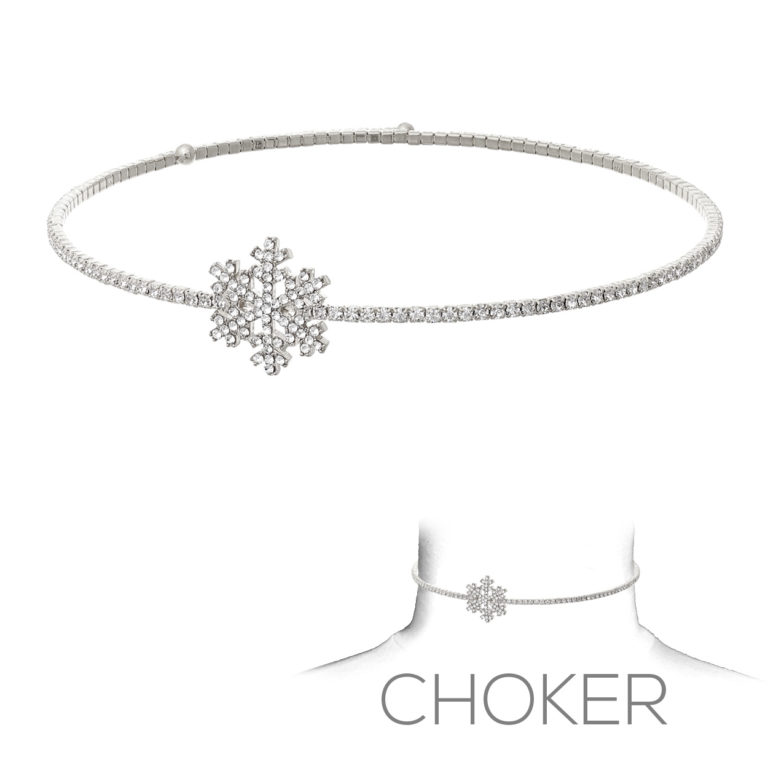 15947 - Snowflake Rhinestone Wire Choker - Image 2