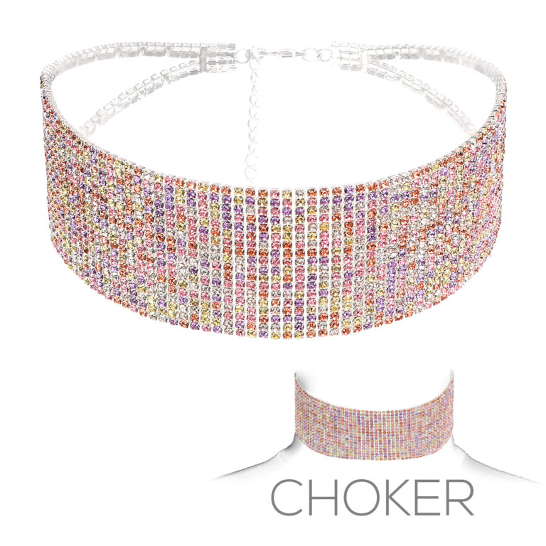 15995 - 2mm 18 Row Rhinestone Choker - Image 3