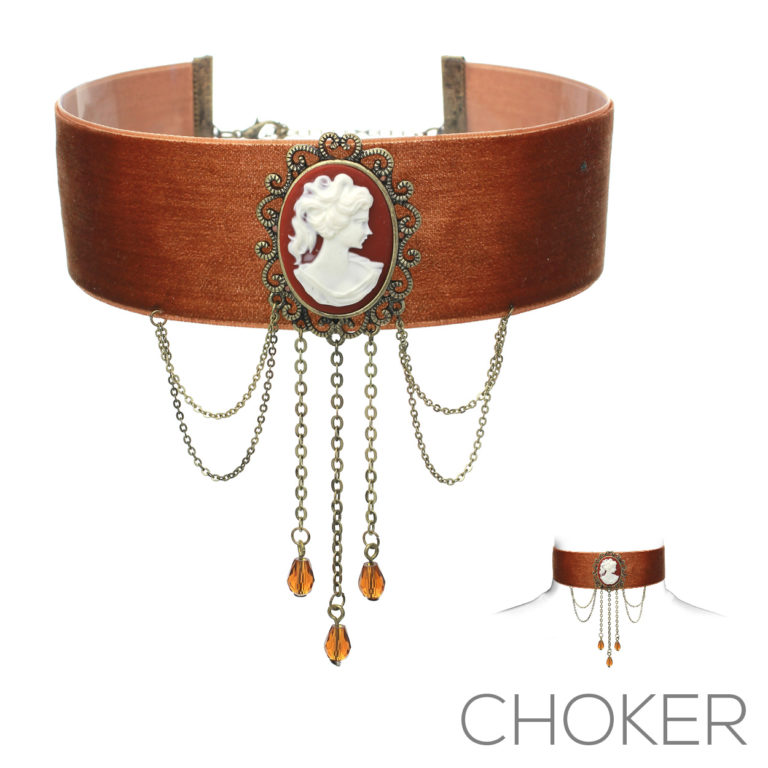 16097 - Cameo Dangle Chain Choker - Image 2