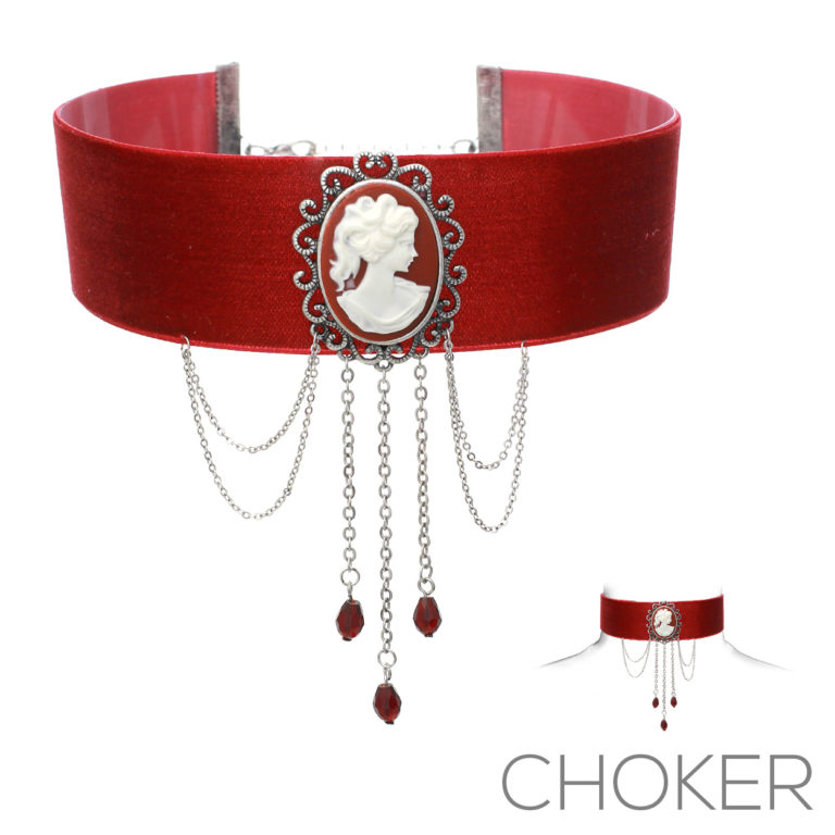 16097 - Cameo Dangle Chain Choker - Image 3