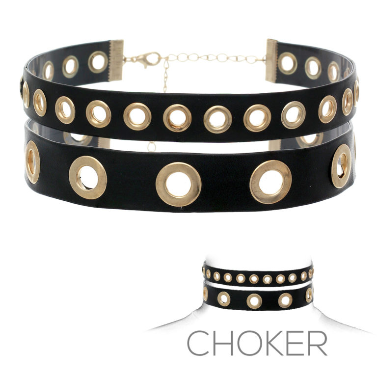 16116 - 2 Row Leatherette Choker with Grommets - Image 2