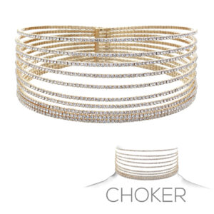 16147 - 10 Row Rhinestone Wire Choker