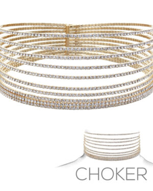 16147 - 10 Row Rhinestone Wire Choker