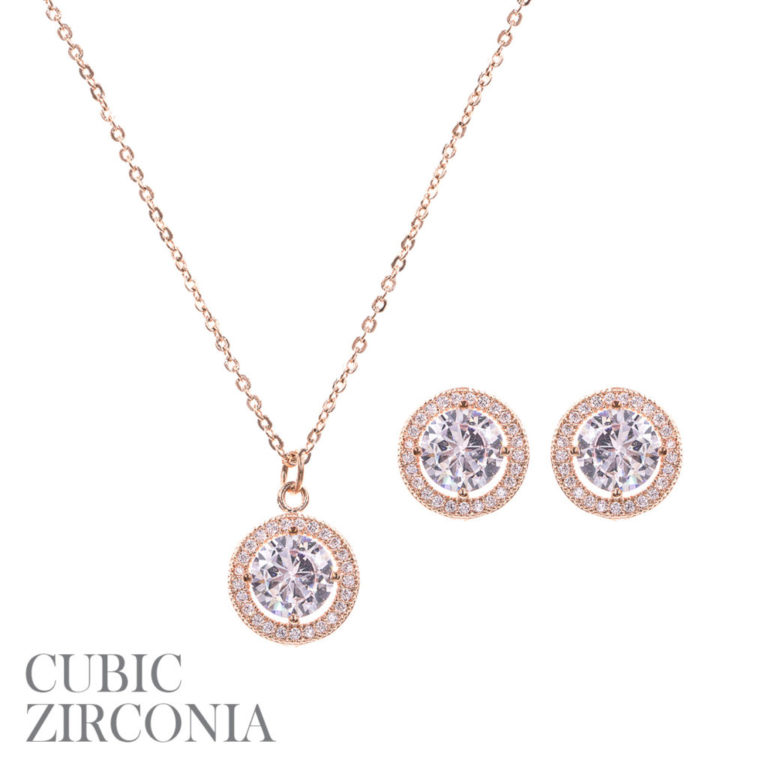 16928 - CZ 6.5mm round shape neck set, 16+3"
