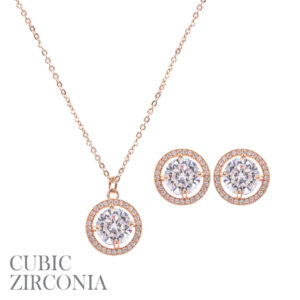 16929 - CZ Rhinestone 8 mm Round Shape Neck Set, 16+3"