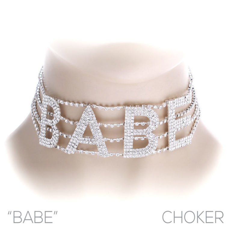 16950 - Rhinestone Babe Statement Choker, 11.5x5"