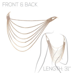 16958 - Rhinestone 7/12 Strand Front and Back Necklace, 31"