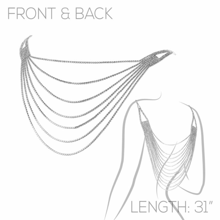 16958 - Rhinestone 7/12 Strand Front and Back Necklace, 31" - Image 2