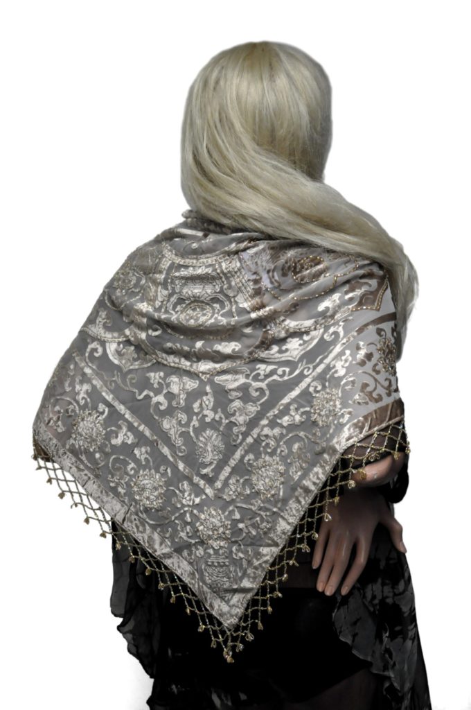 1714 - Triangle Scarf -  Medallion Design- Beaded - Image 3