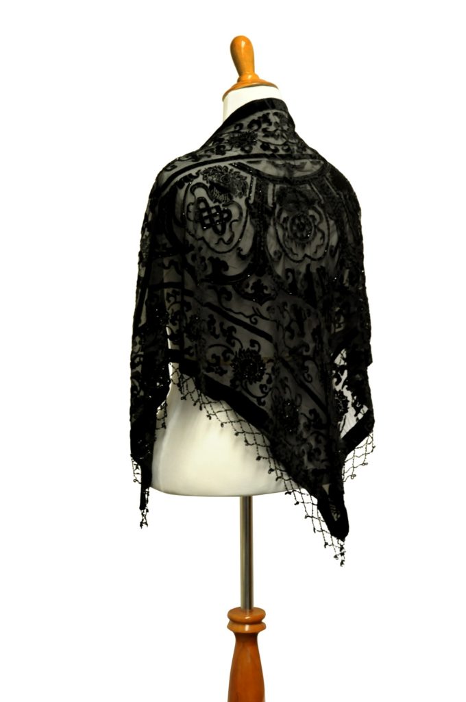 1714 - Triangle Scarf -  Medallion Design- Beaded - Image 4