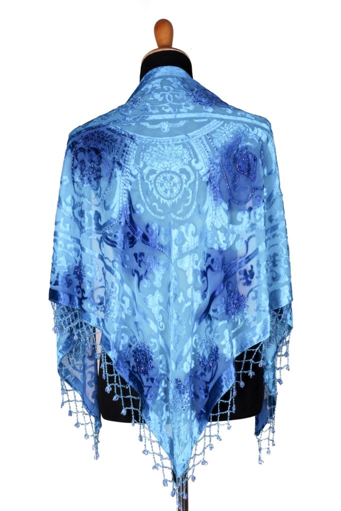 1714 - Triangle Scarf -  Medallion Design- Beaded - Image 5