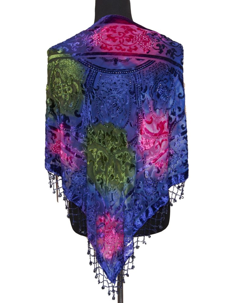 1714 - Triangle Scarf -  Medallion Design- Beaded - Image 6