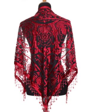 1714 - Triangle Scarf -  Medallion Design- Beaded
