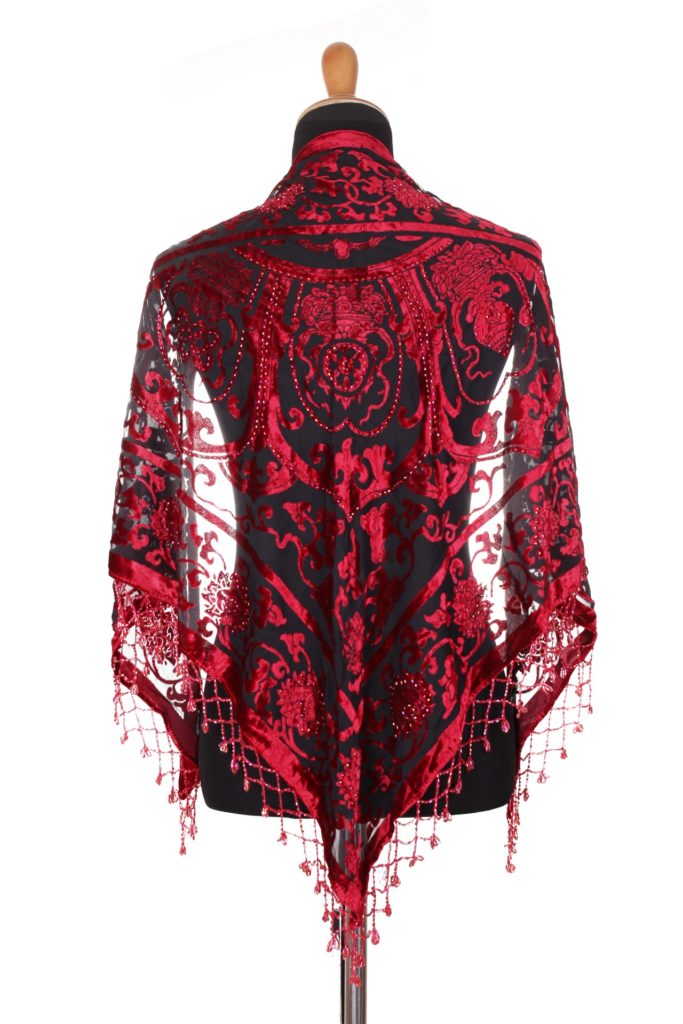 1714 - Triangle Scarf -  Medallion Design- Beaded
