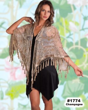 1774 - Open Poncho Beaded Medallion