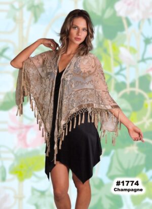 1774 - Open Poncho Beaded Medallion