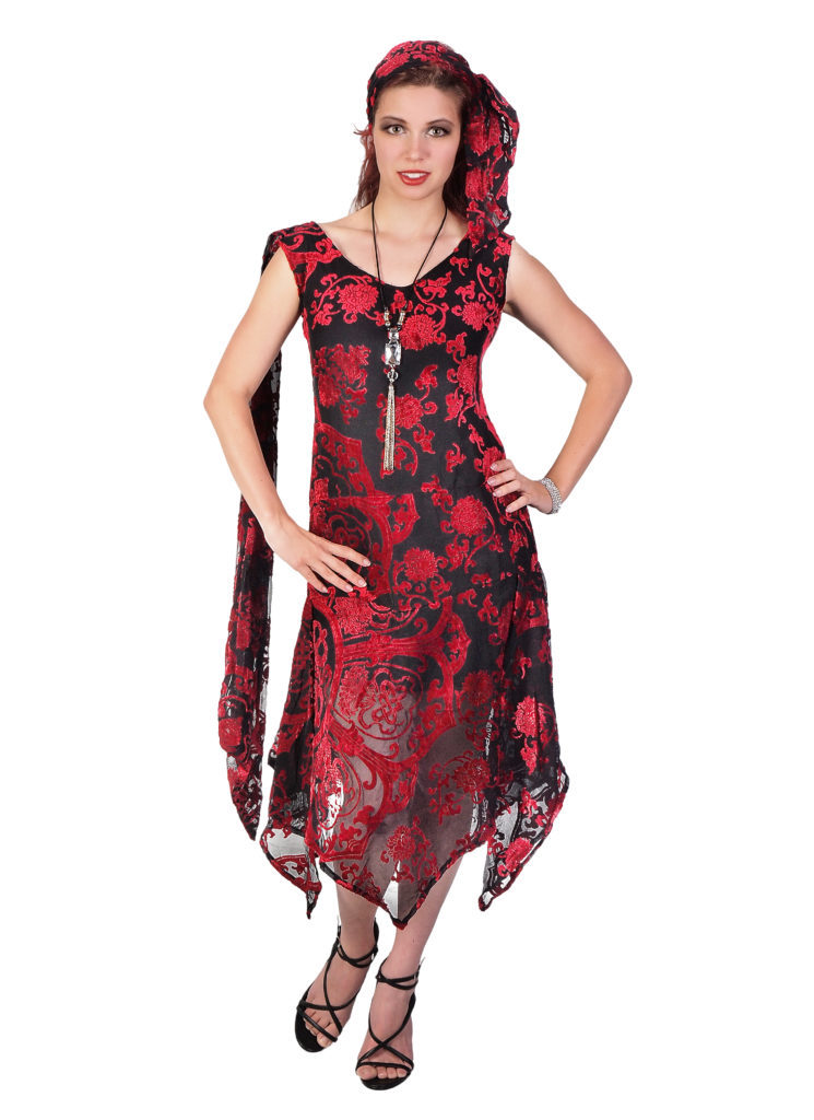 1833 - Burnout Velvet Medallion Design Dress - Image 21