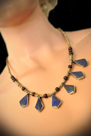 1886 - Necklace Lapis - 6 Squared Teardrops (Lapis)